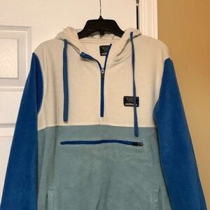 Nautica Men's Blue and Cream Half-Zip Hoodie
